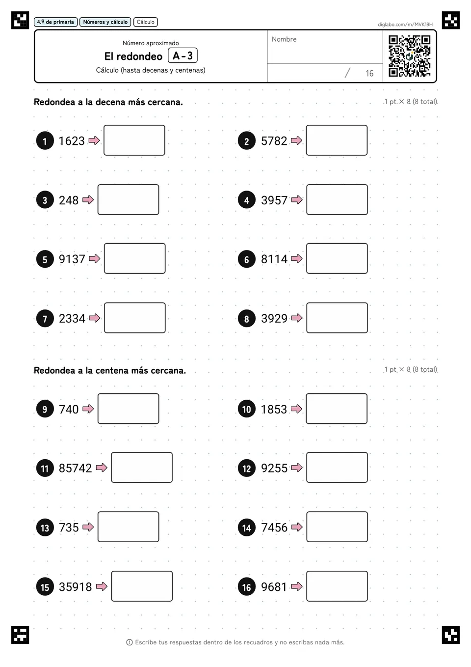 4.º de primaria Número aproximado El redondeo