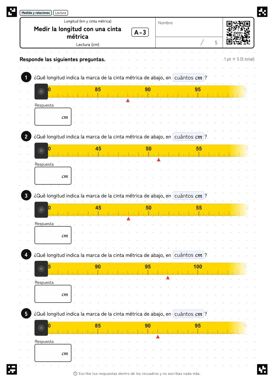 Medir la longitud con una cinta métrica A-3