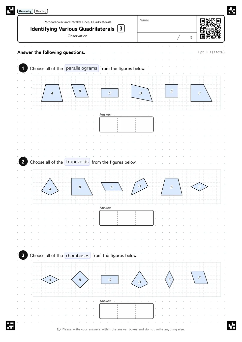 Identifying Various Quadrilaterals 3