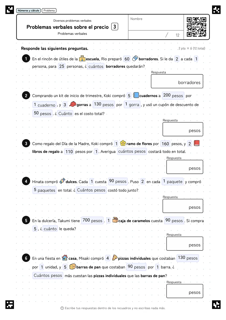 Problemas verbales sobre el precio 3