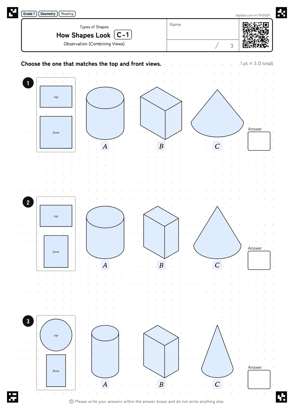 Grade 1 (Elementary School) Types of Shapes How Shapes Look