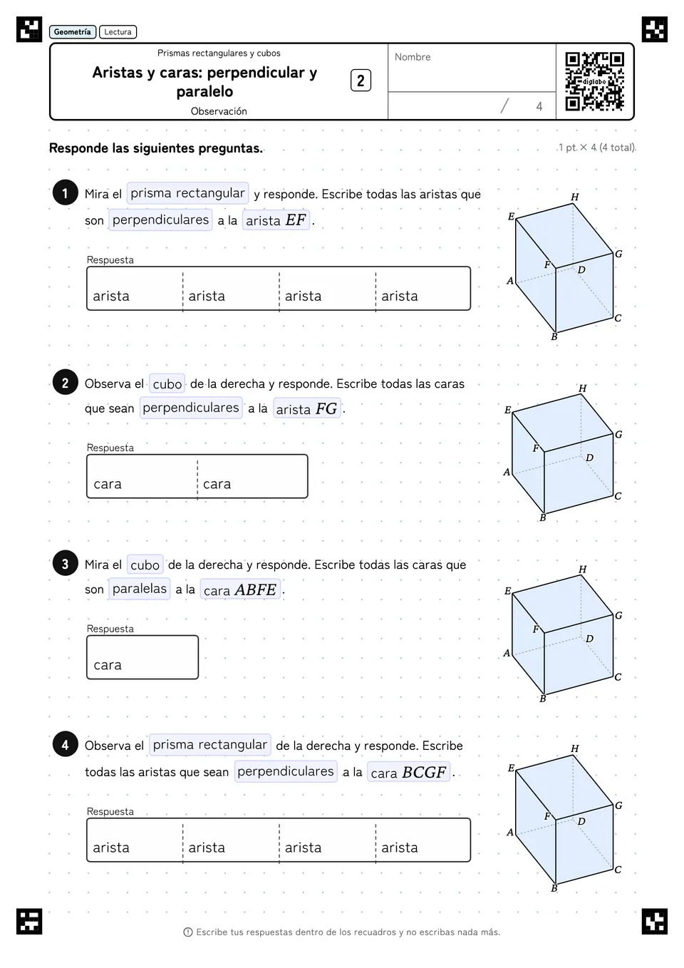 Aristas y caras: perpendicular y paralelo 2