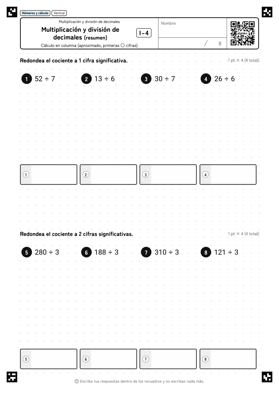 Multiplicación y división de decimales (resumen) I-4