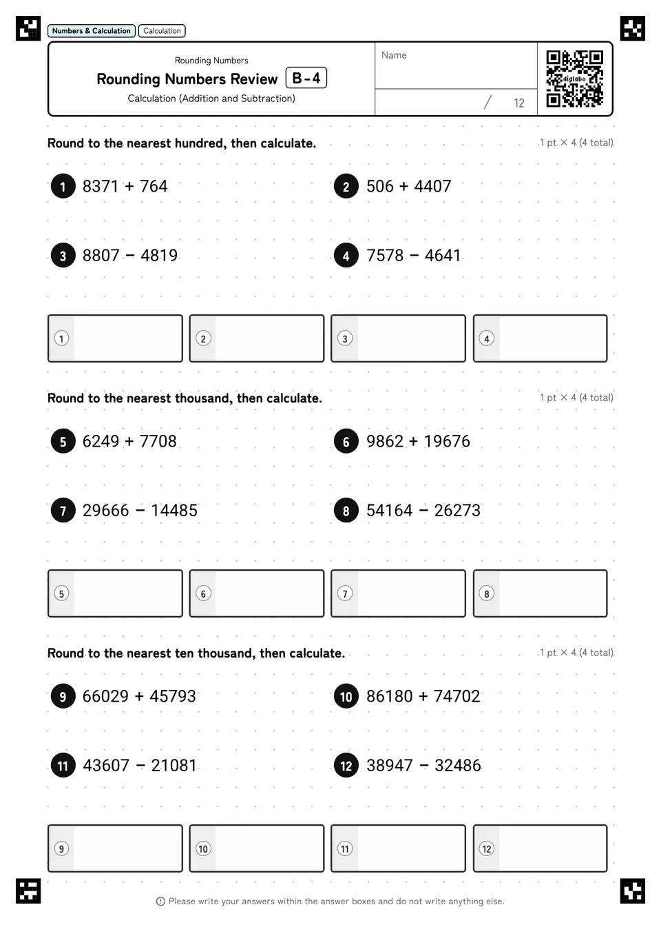 Rounding Numbers Review B-4