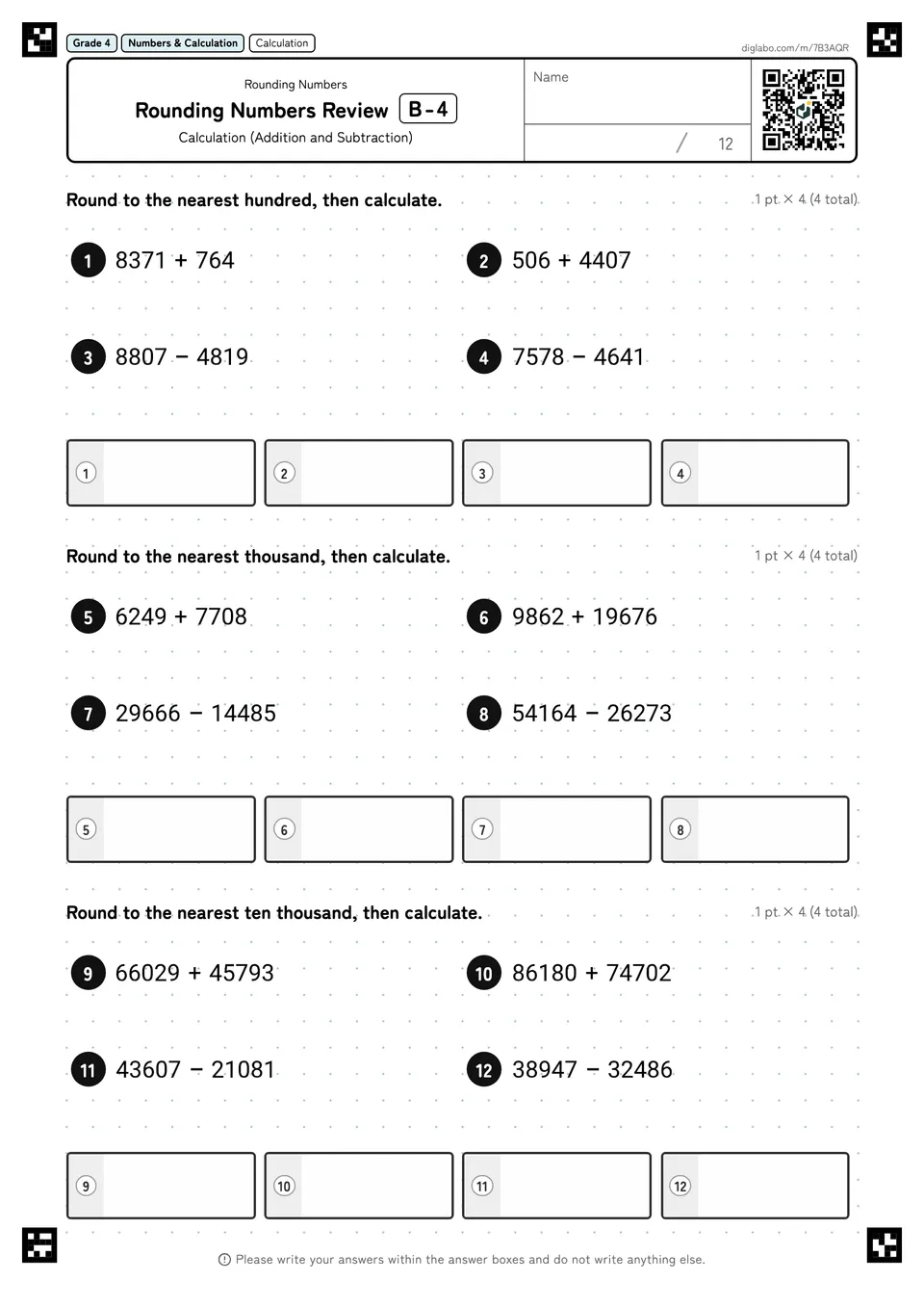 Grade 4 (Elementary School) Rounding Numbers Rounding Numbers Review