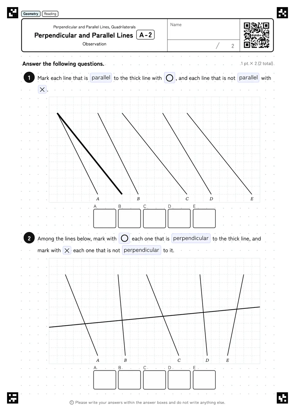 Perpendicular and Parallel Lines A-2