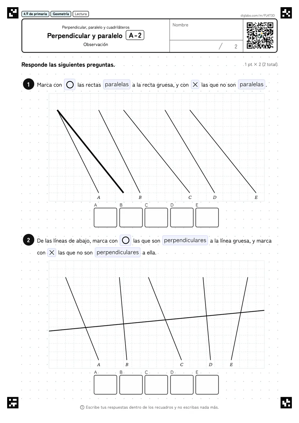 4.º de primaria Perpendicular, paralelo y cuadriláteros Perpendicular y paralelo