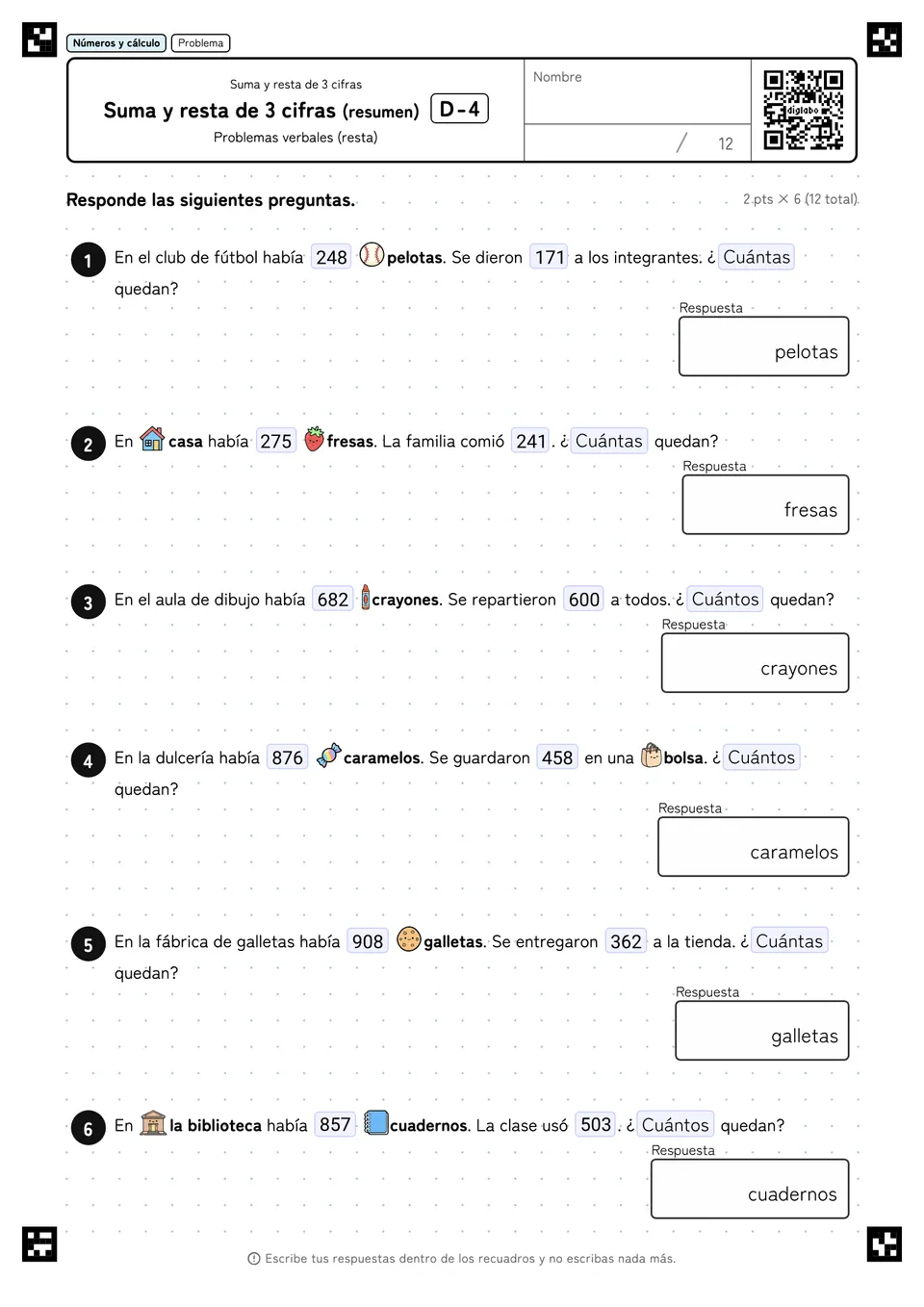 Suma y resta de 3 cifras (resumen) D-4