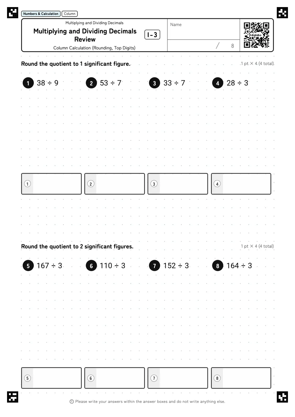 Multiplying and Dividing Decimals Review I-3