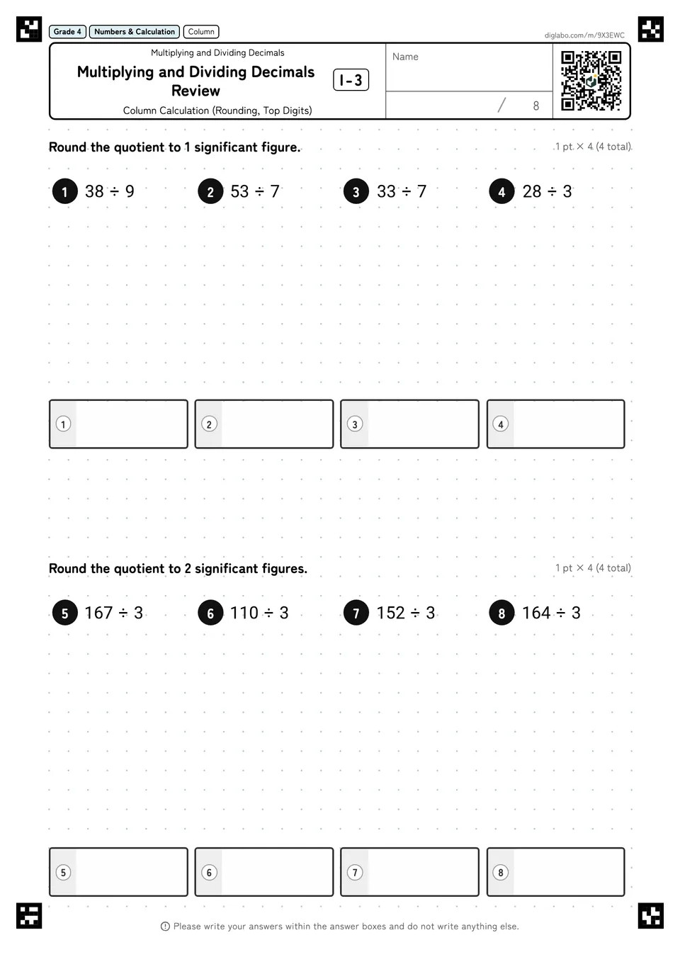 Grade 4 (Elementary School) Multiplying and Dividing Decimals Multiplying and Dividing Decimals Review