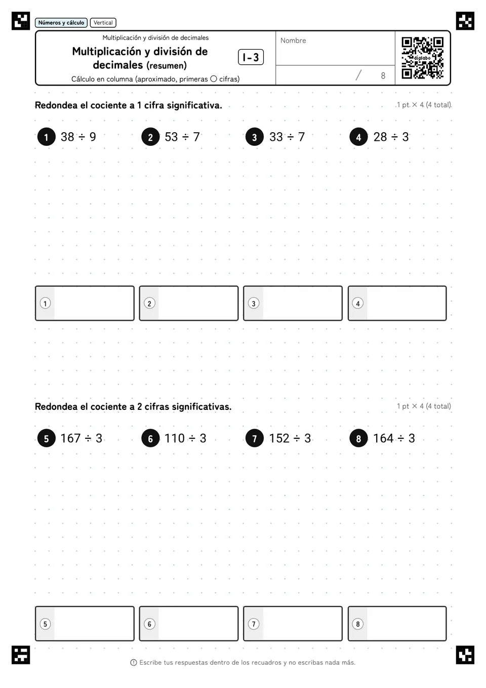 Multiplicación y división de decimales (resumen) I-3