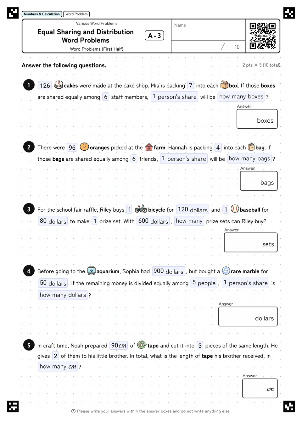 Equal Sharing and Distribution Word Problems A-3