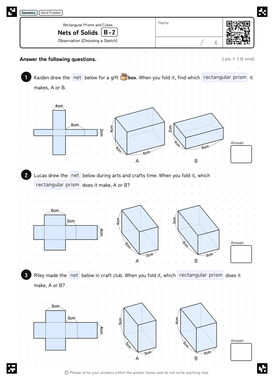 Nets of Solids B-2