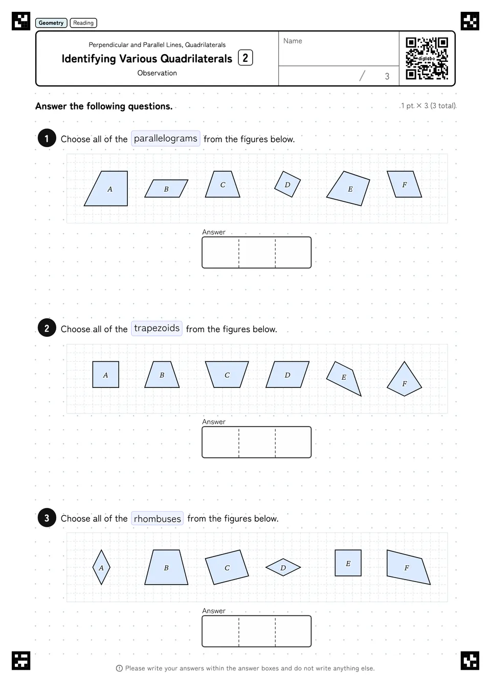 Identifying Various Quadrilaterals 2