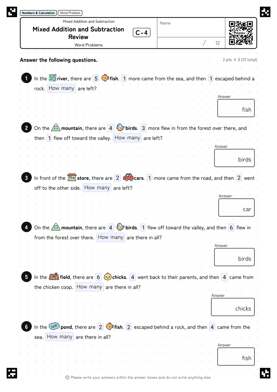 Mixed Addition and Subtraction Review C-4