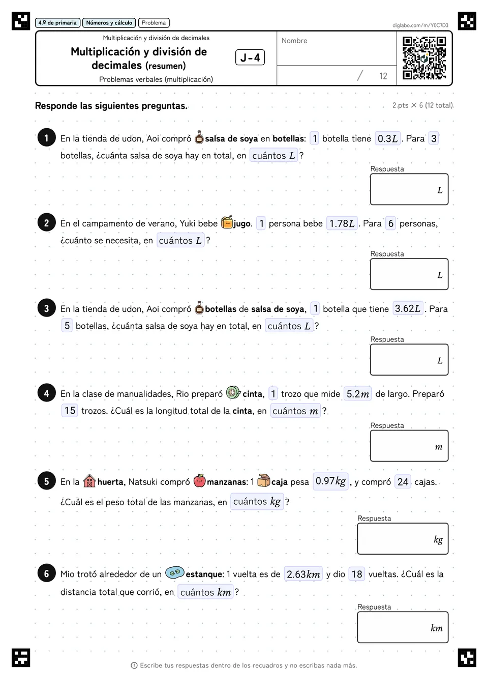 4.º de primaria Multiplicación y división de decimales Multiplicación y división de decimales (resumen)