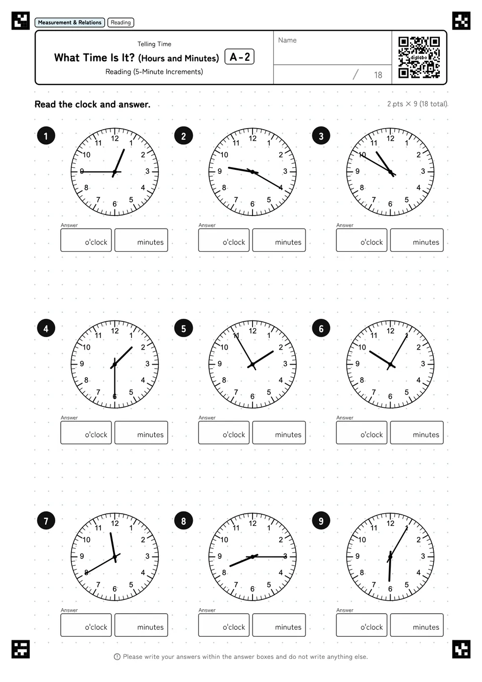 What Time Is It? (Hours and Minutes) A-2