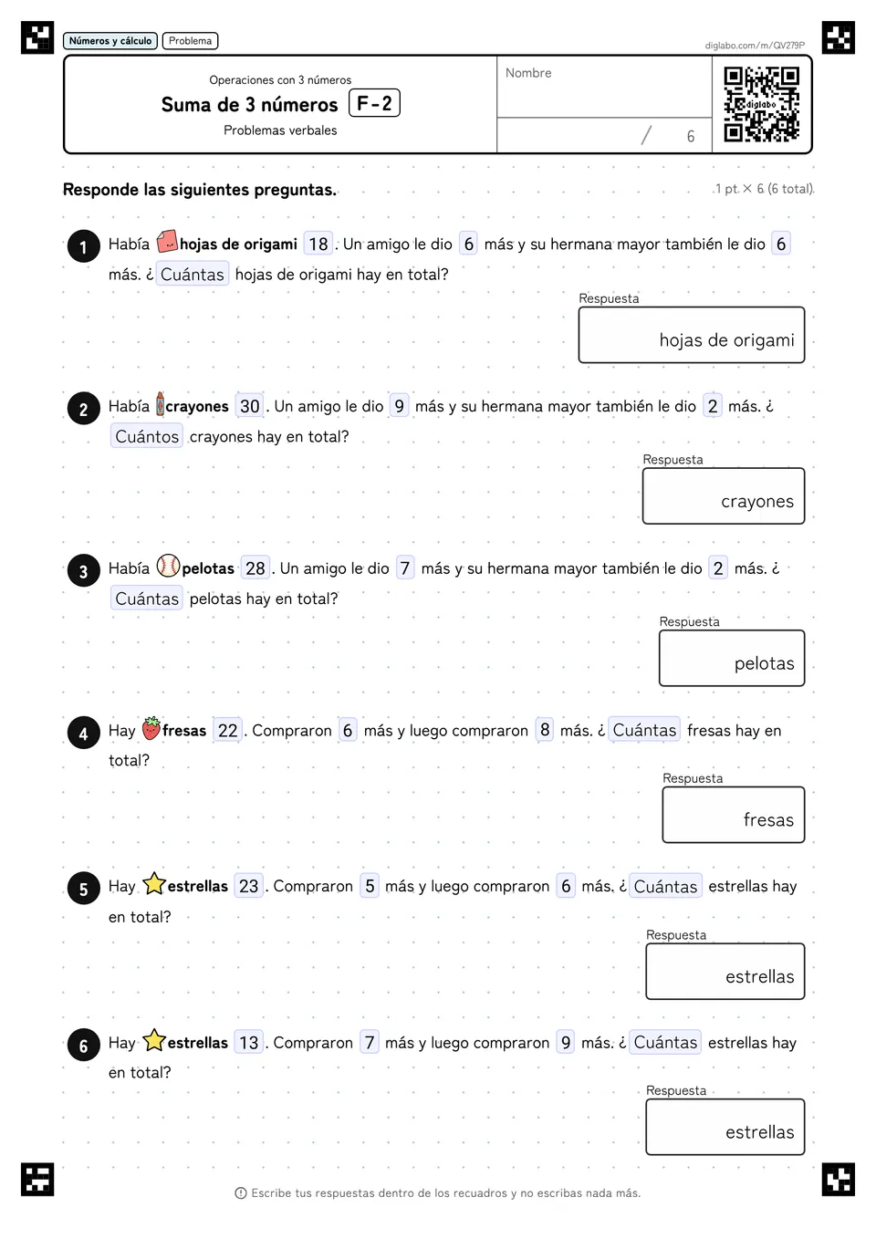 Suma de 3 números F-2