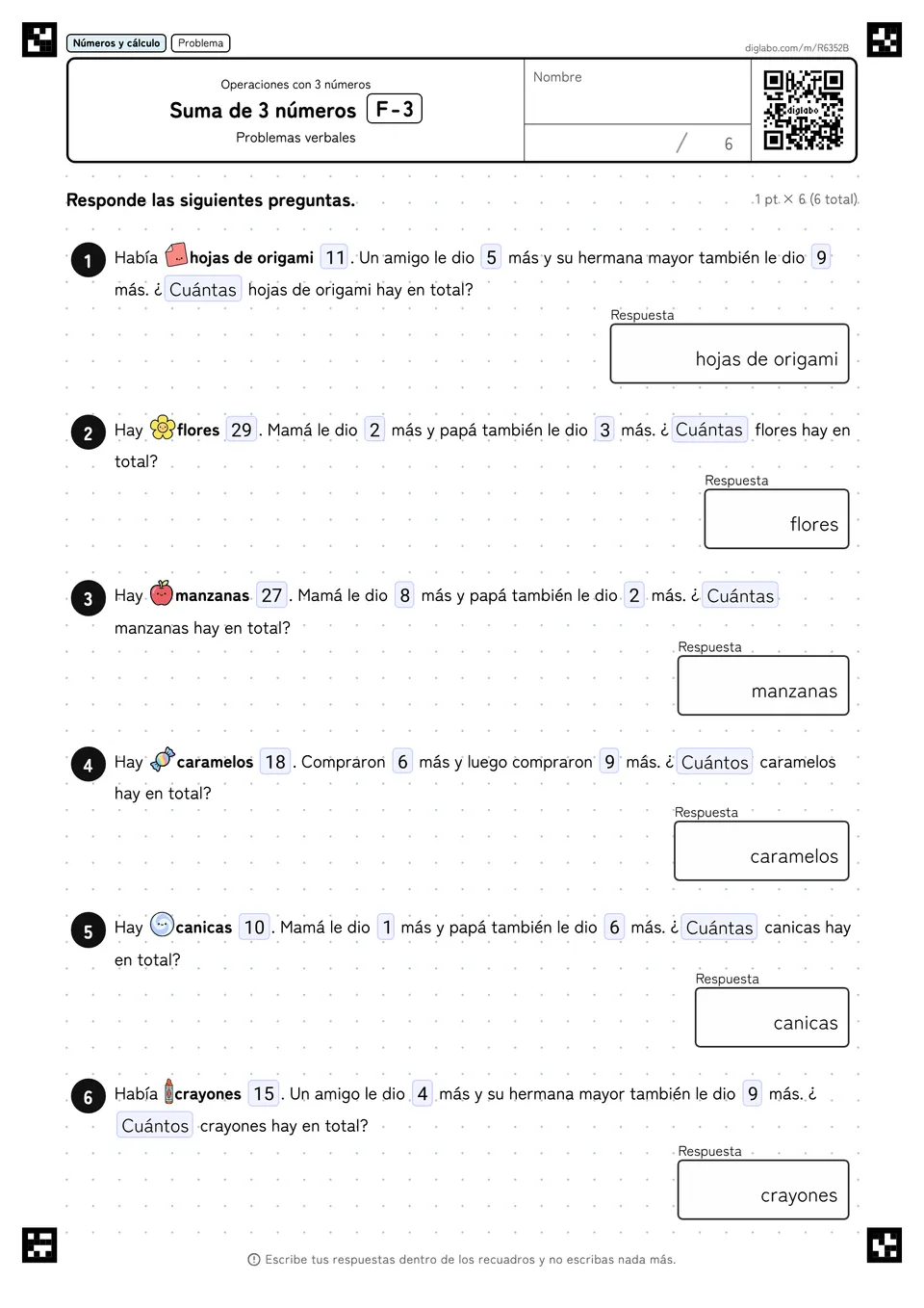 Suma de 3 números F-3
