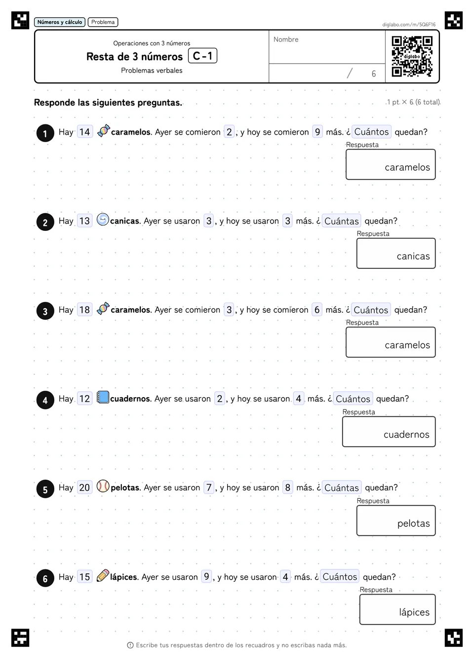 Resta de 3 números C-1