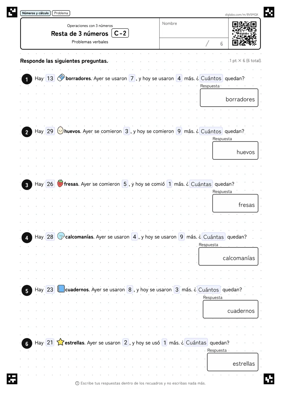 Resta de 3 números C-2