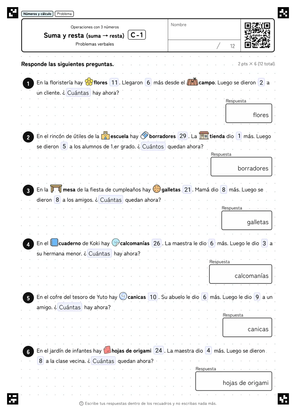 Suma y resta (suma → resta) C-1