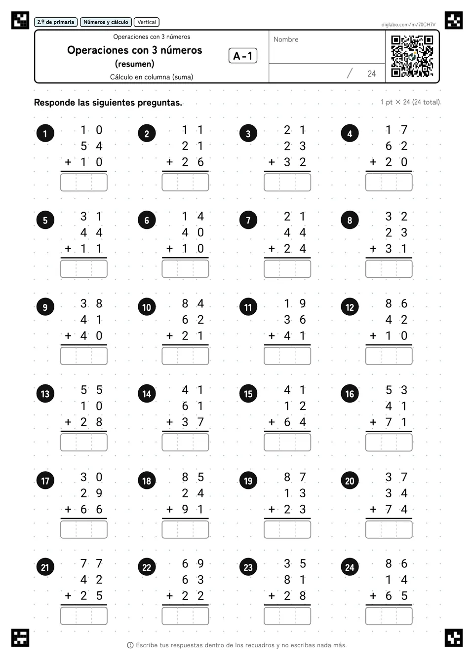2.º de primaria Operaciones con 3 números Operaciones con 3 números (resumen)