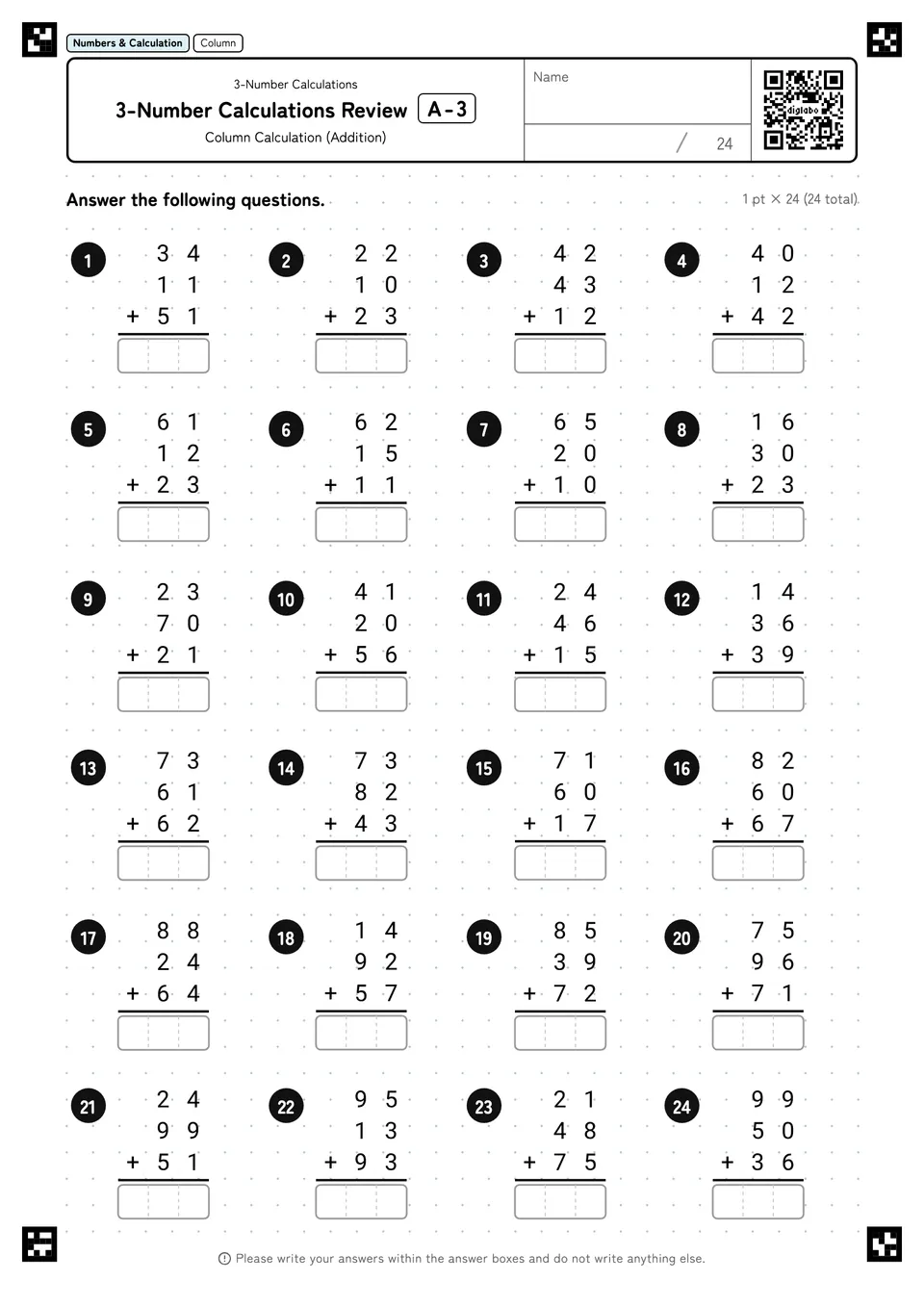 3-Number Calculations Review A-3
