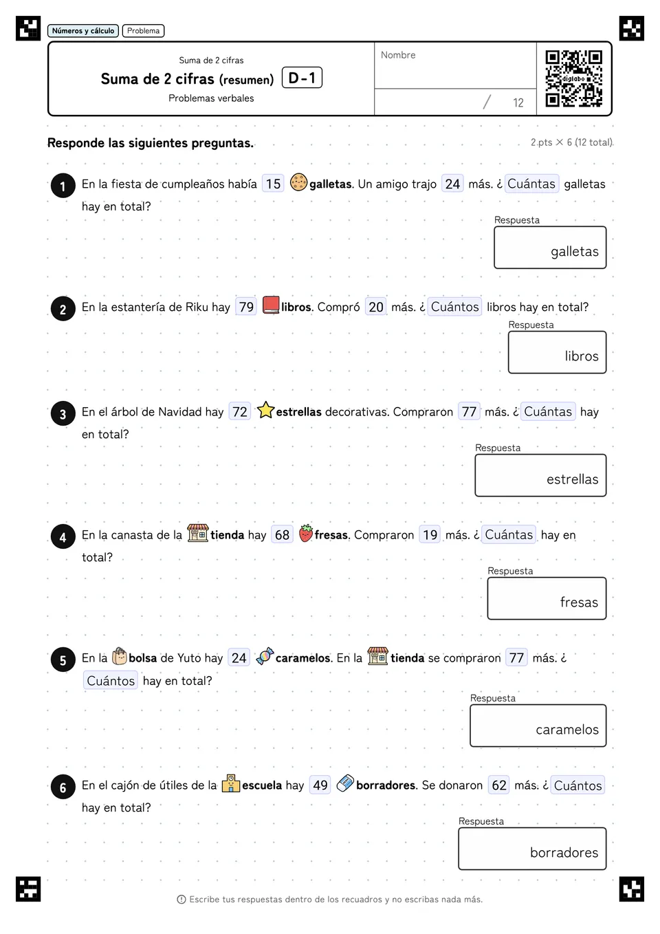 Suma de 2 cifras (resumen) D-1