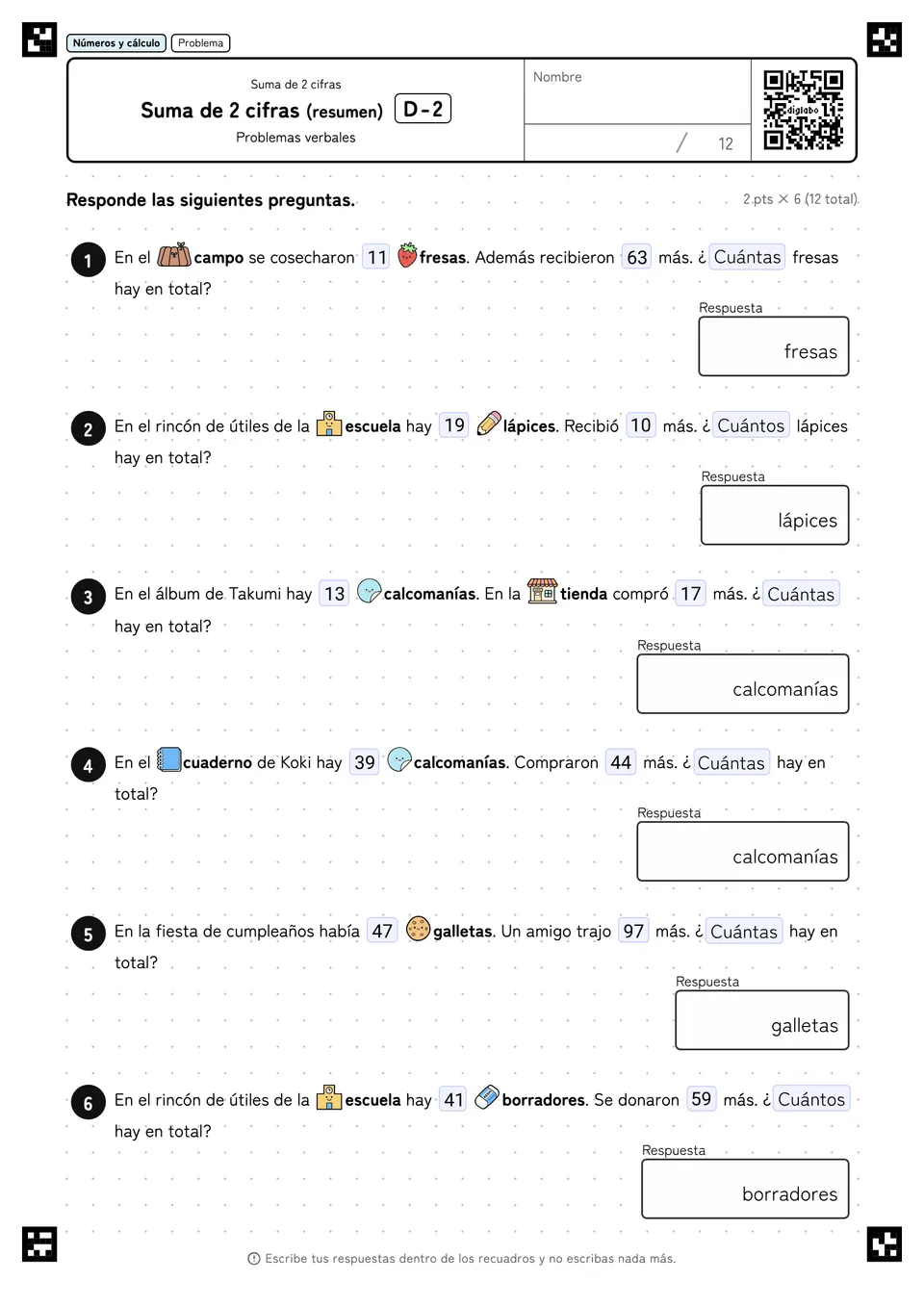 Suma de 2 cifras (resumen) D-2