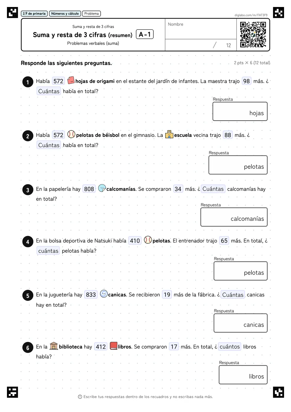 2.º de primaria Suma y resta de 3 cifras Suma y resta de 3 cifras (resumen)
