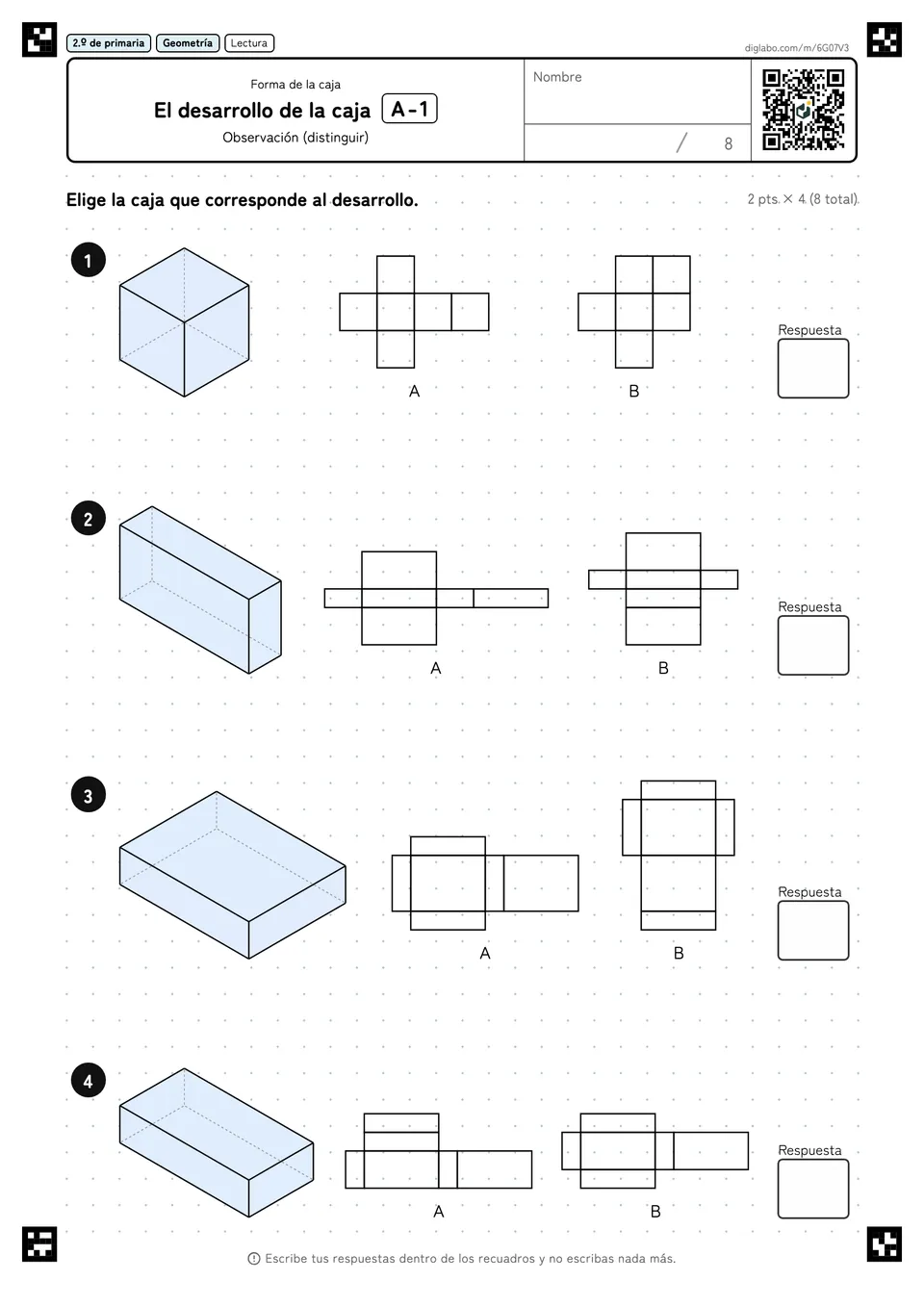 2.º de primaria Forma de la caja El desarrollo de la caja