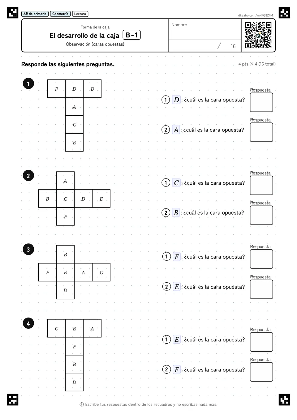 2.º de primaria Forma de la caja El desarrollo de la caja