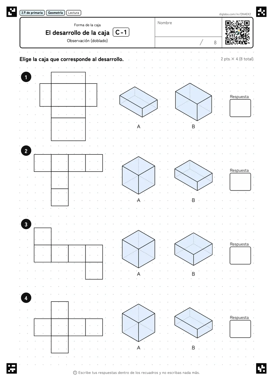 2.º de primaria Forma de la caja El desarrollo de la caja