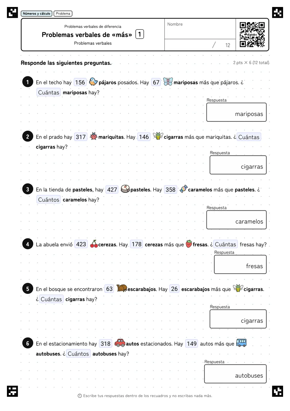 Problemas verbales de «más» 1