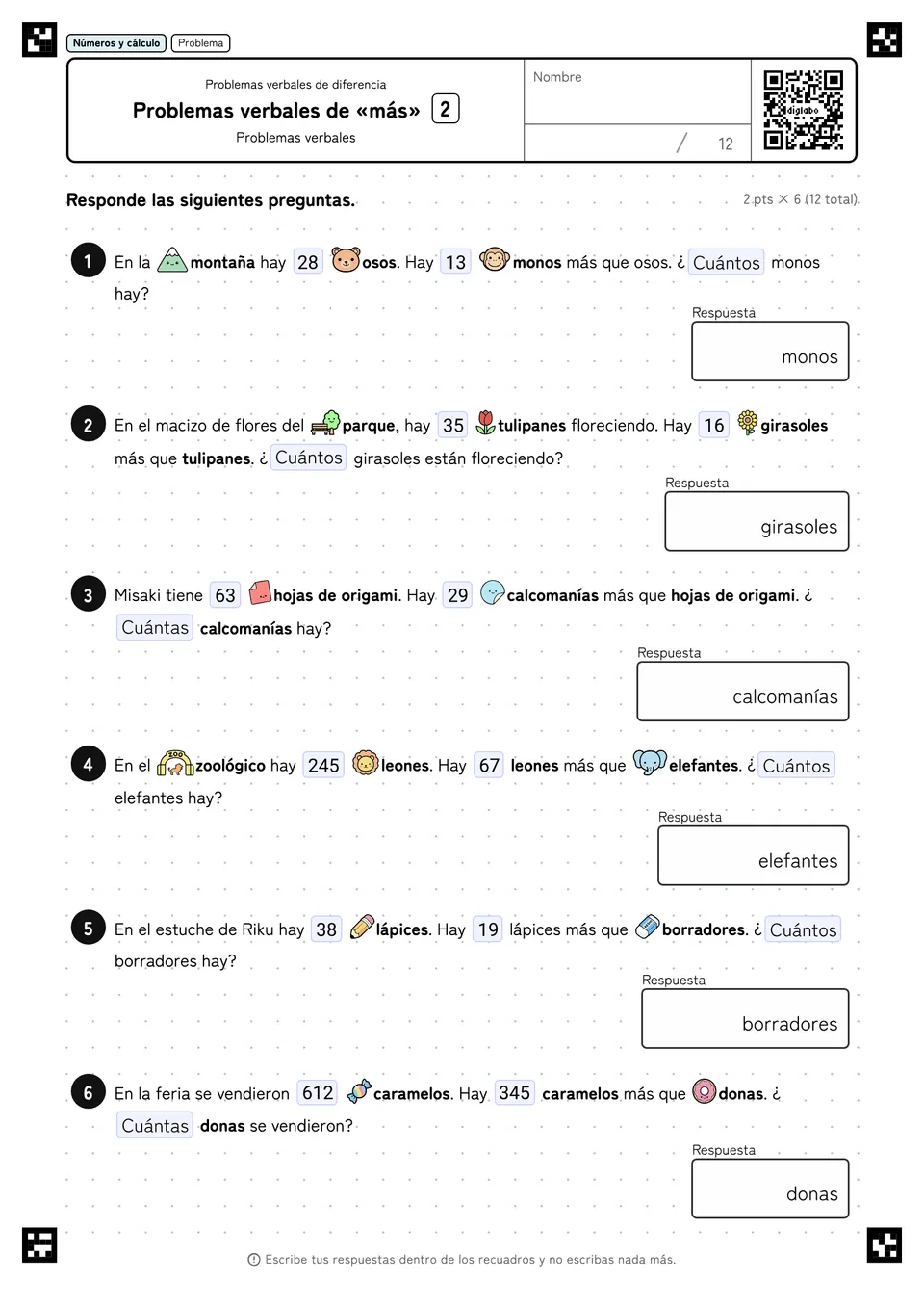 Problemas verbales de «más» 2