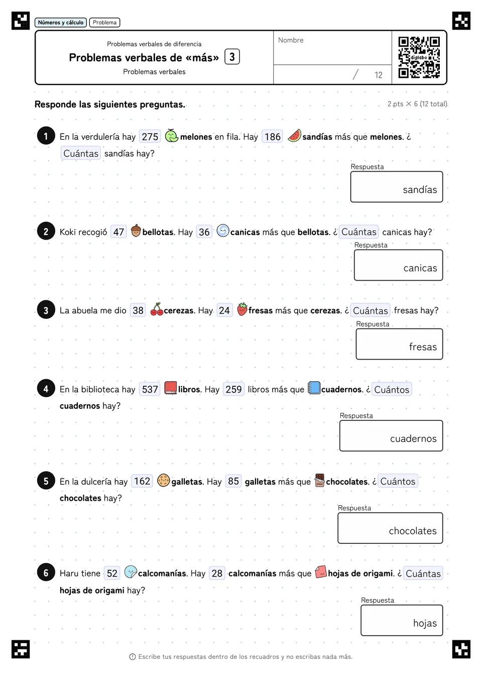 Problemas verbales de «más» 3
