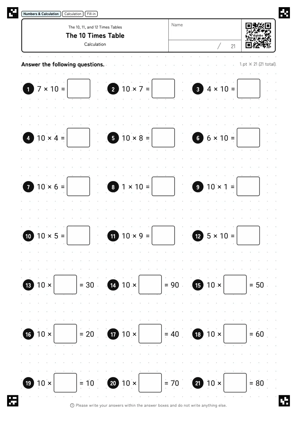 The 10 Times Table