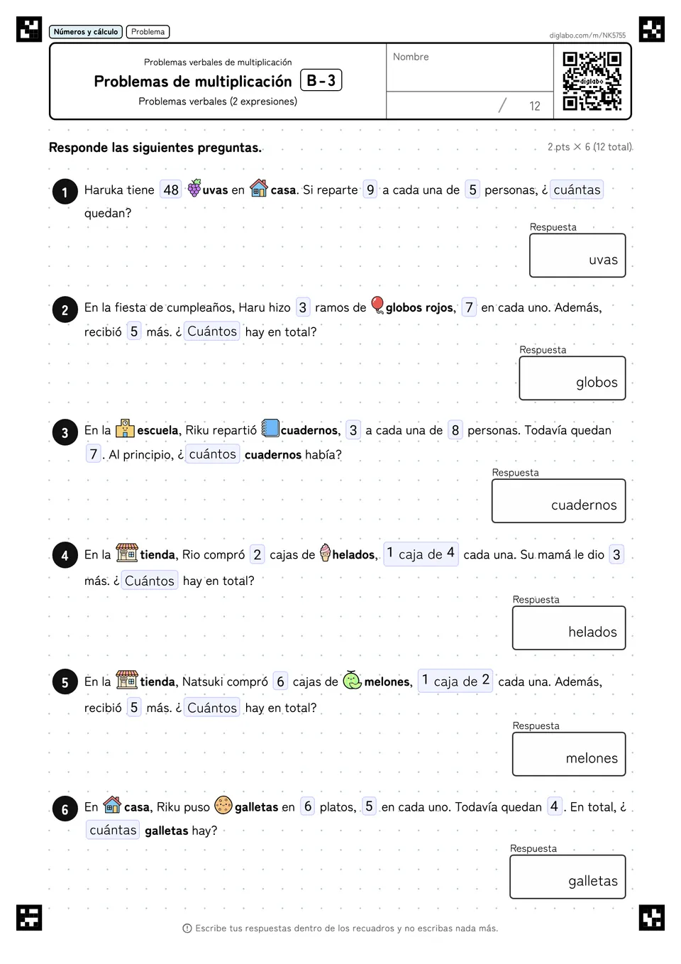 Problemas de multiplicación B-3