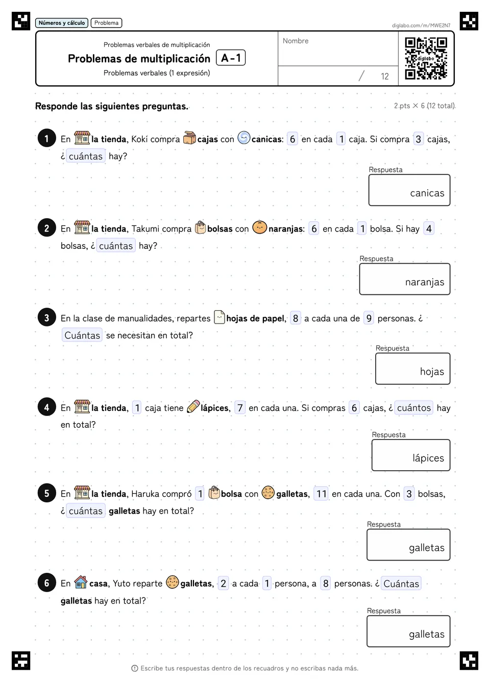 Problemas de multiplicación A-1