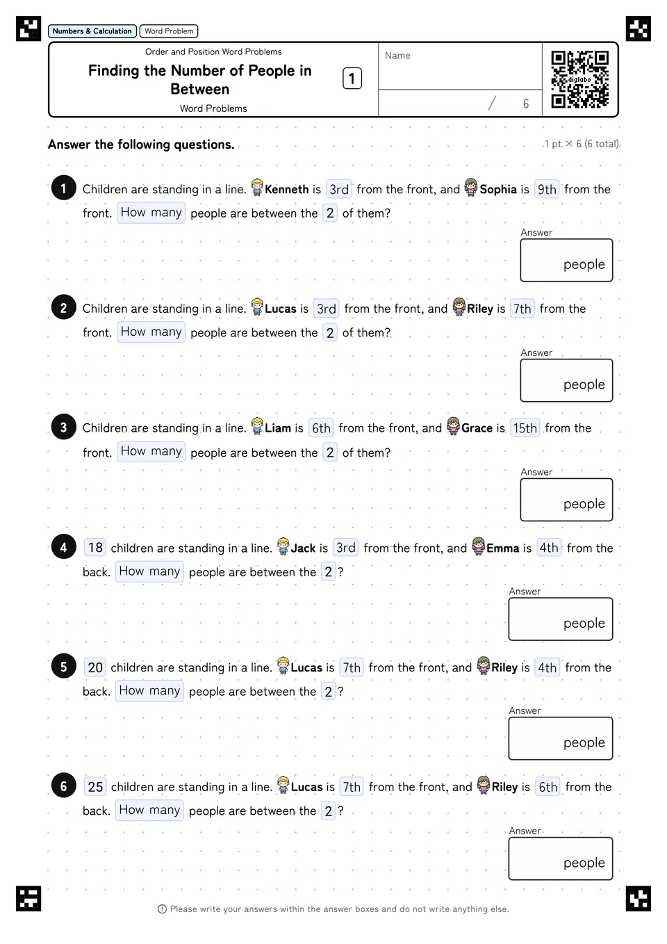 Finding the Number of People in Between 1