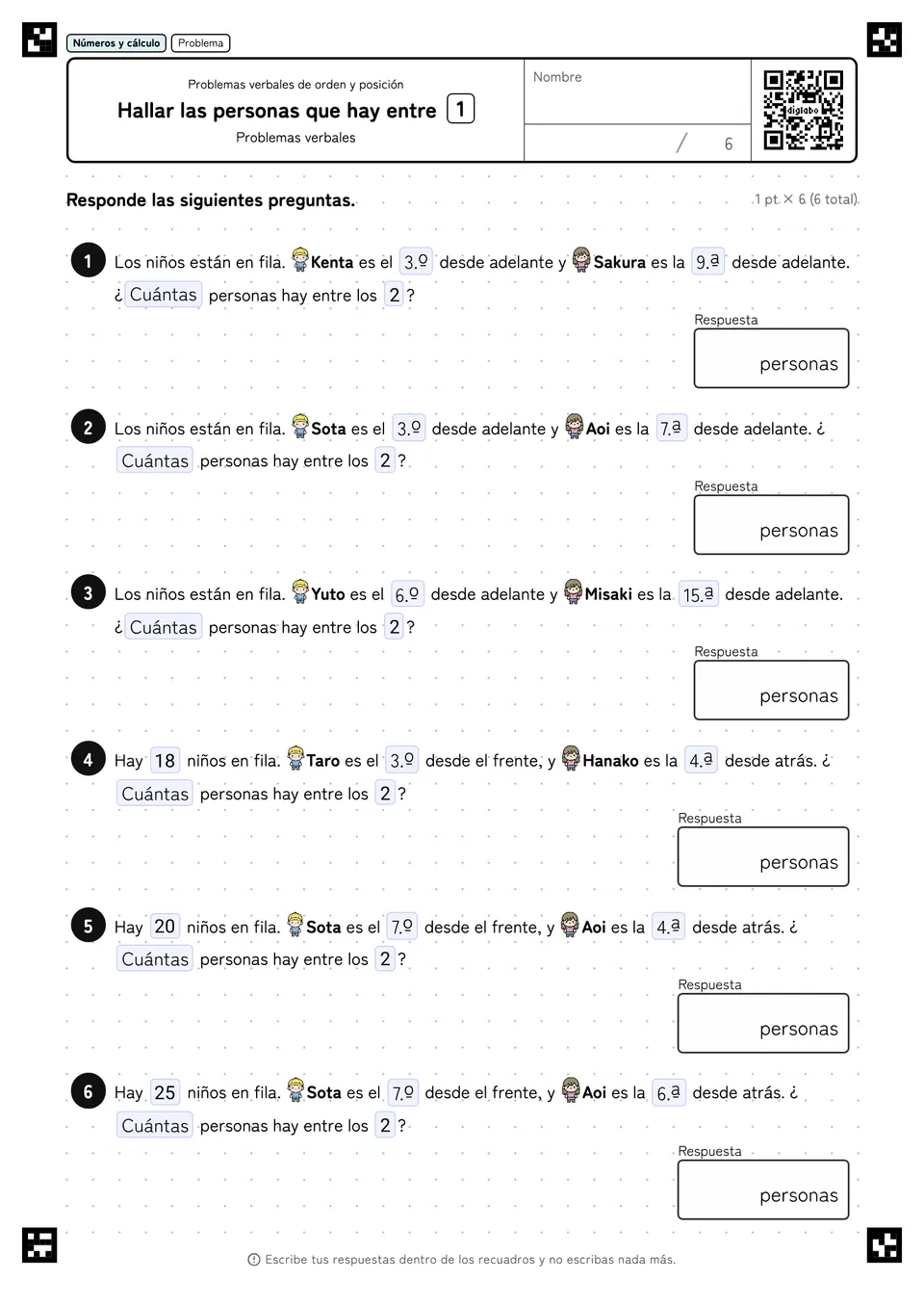 Hallar las personas que hay entre 1