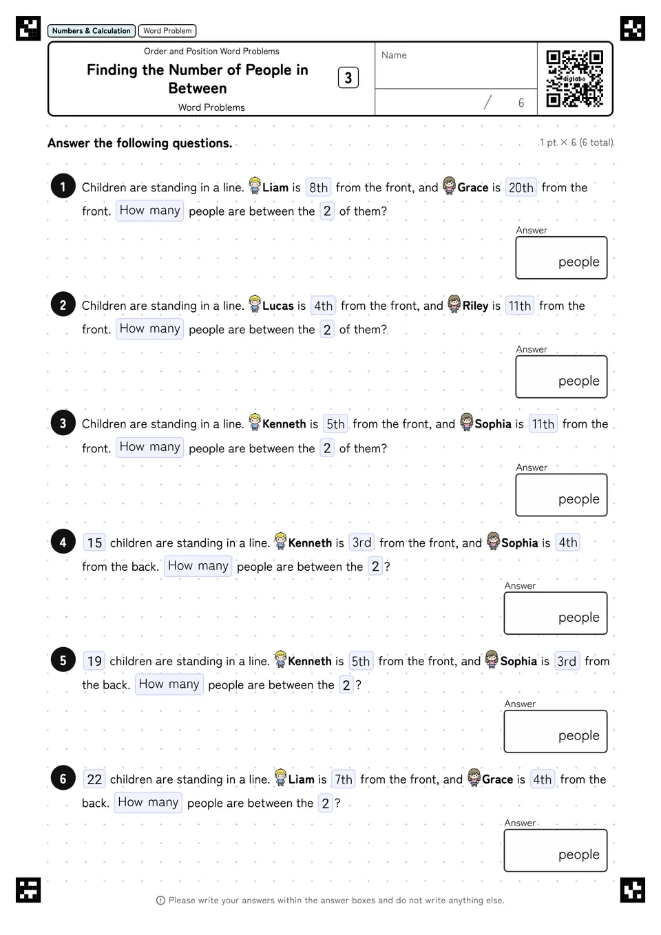 Finding the Number of People in Between 3