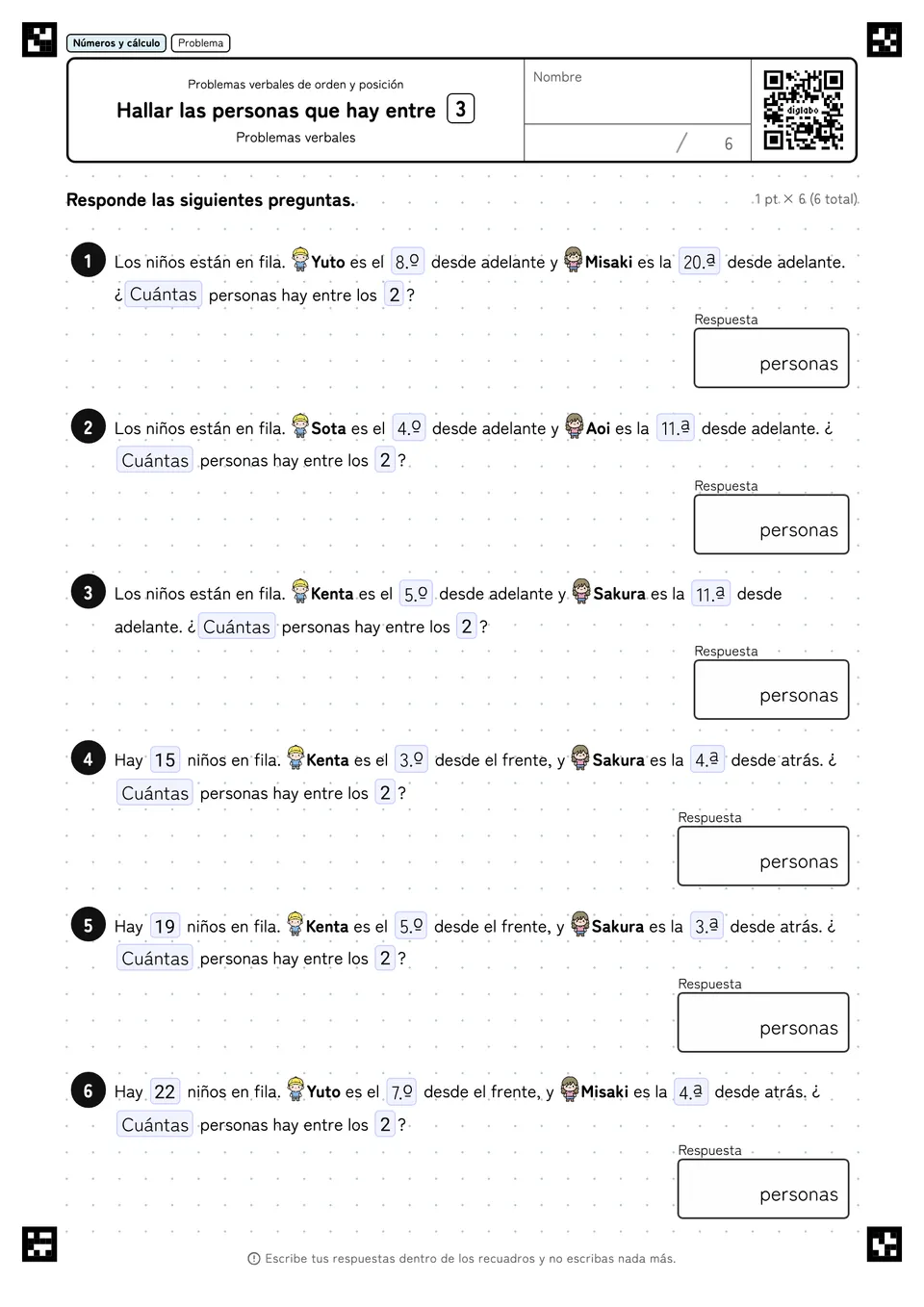 Hallar las personas que hay entre 3