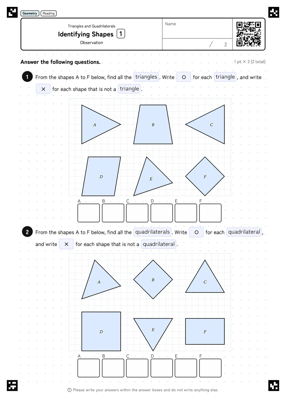 Identifying Shapes 1