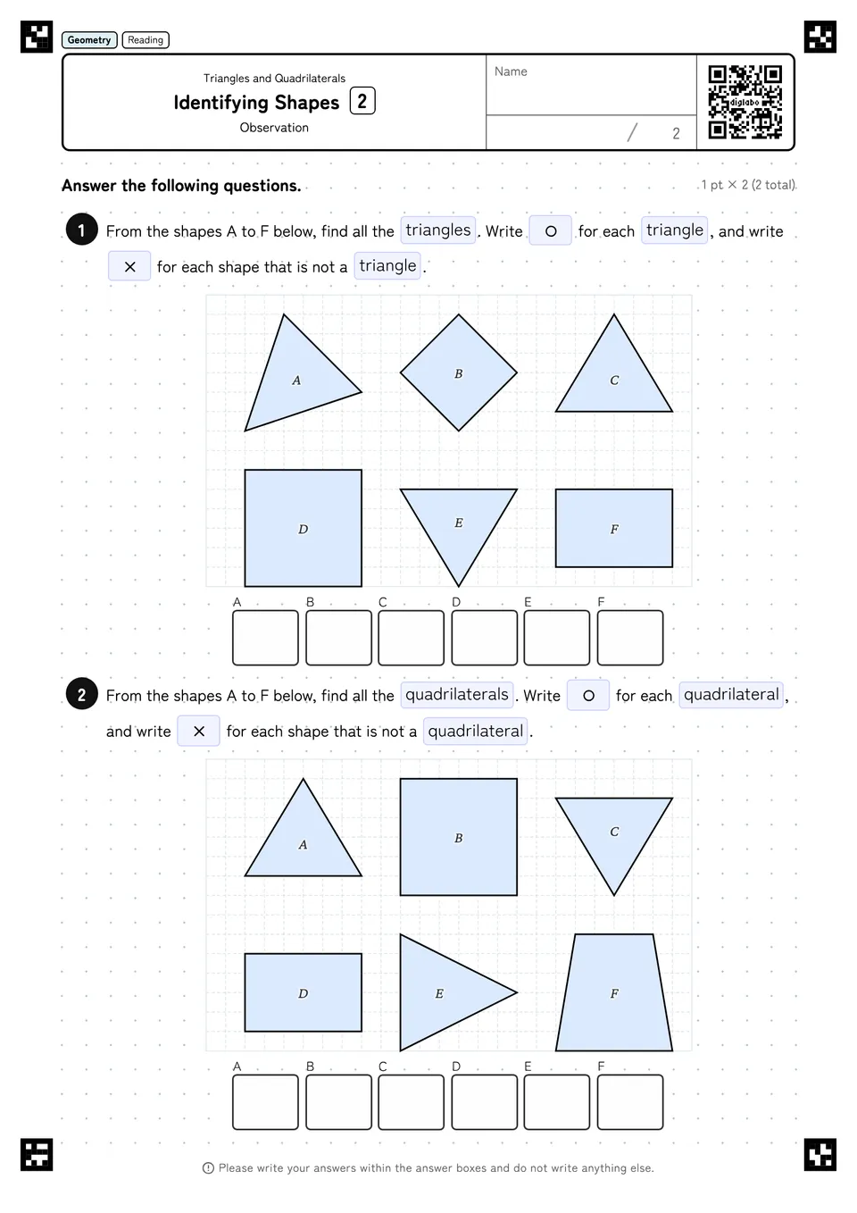 Identifying Shapes 2