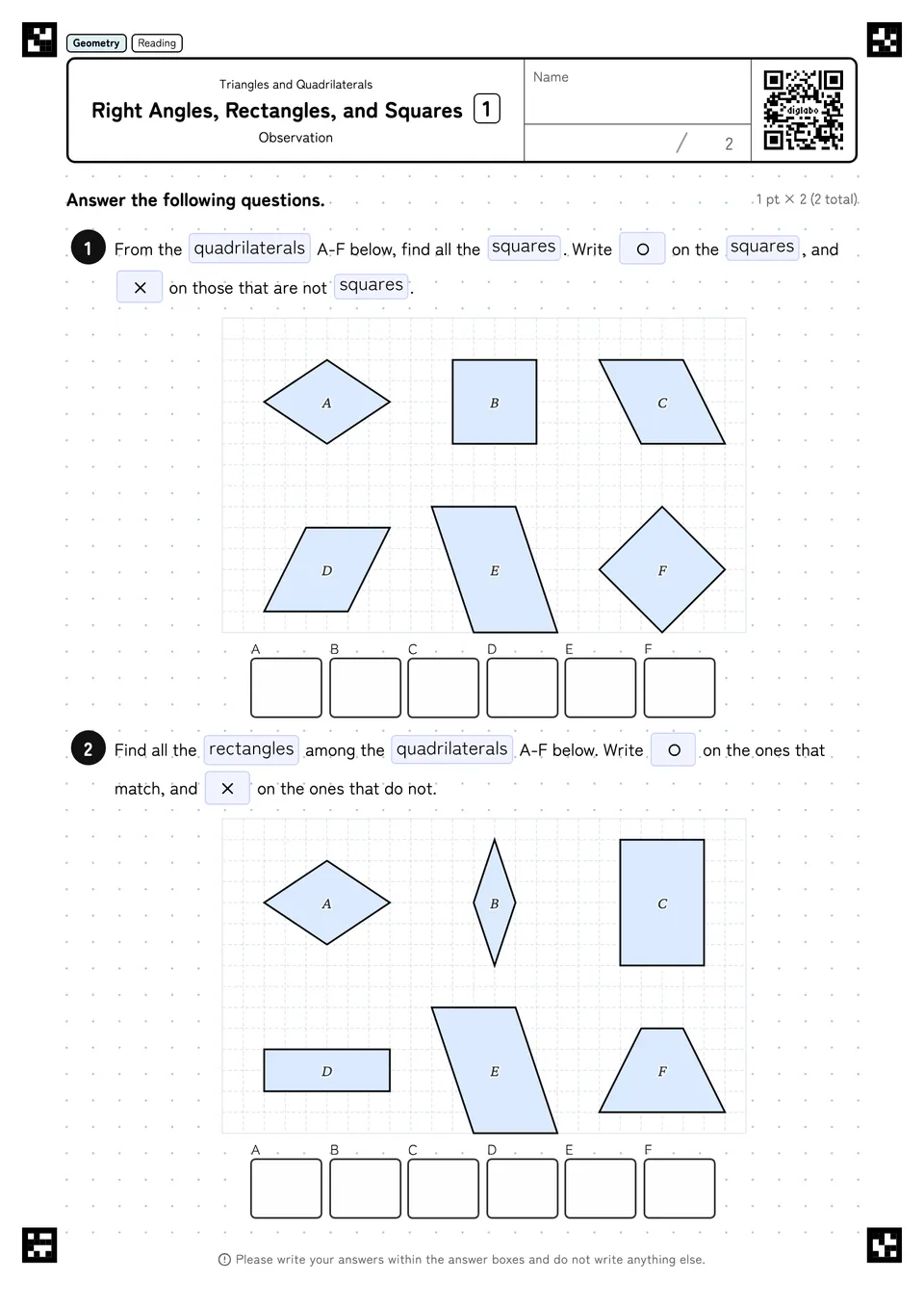 Right Angles, Rectangles, and Squares 1