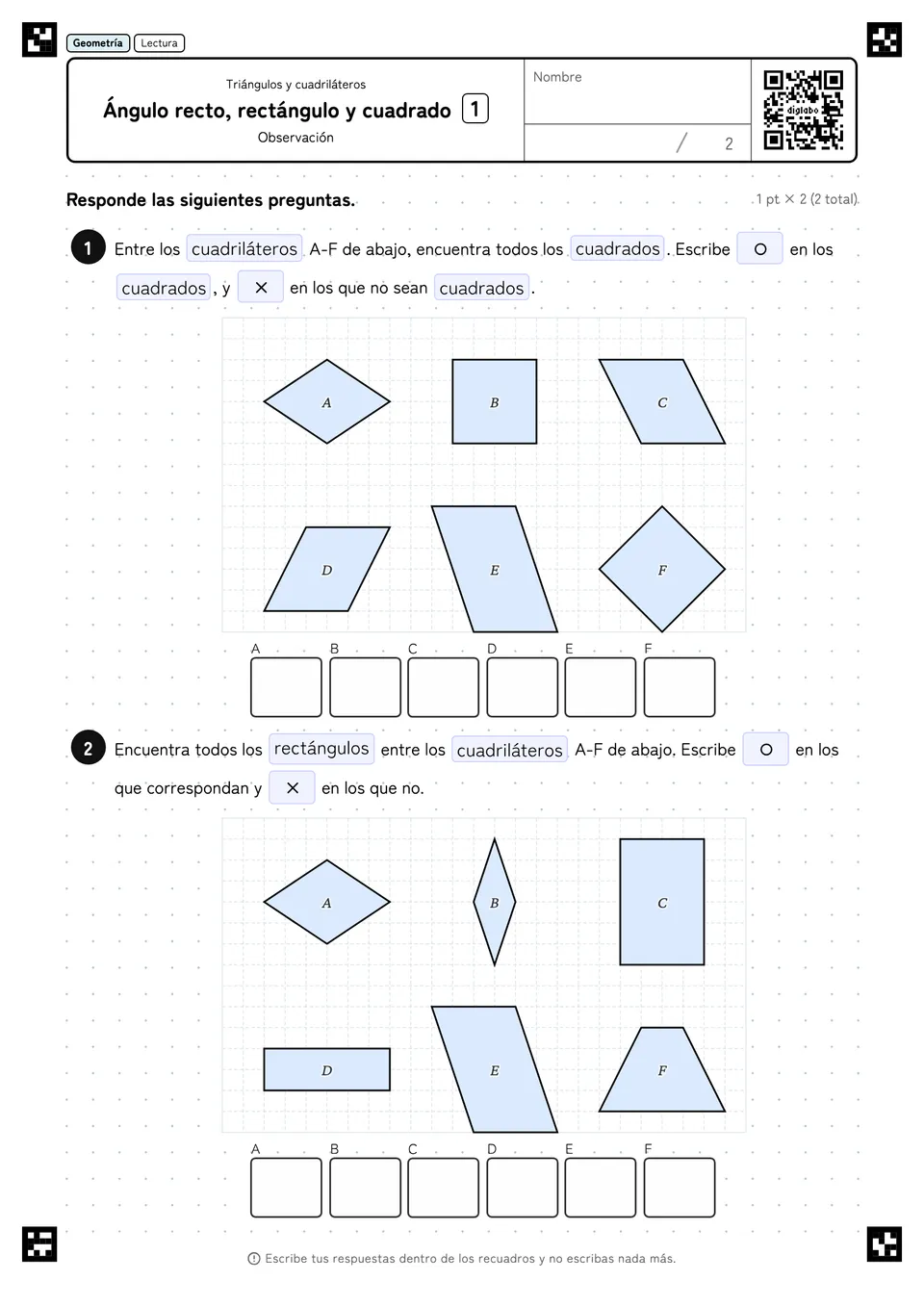Ángulo recto, rectángulo y cuadrado 1