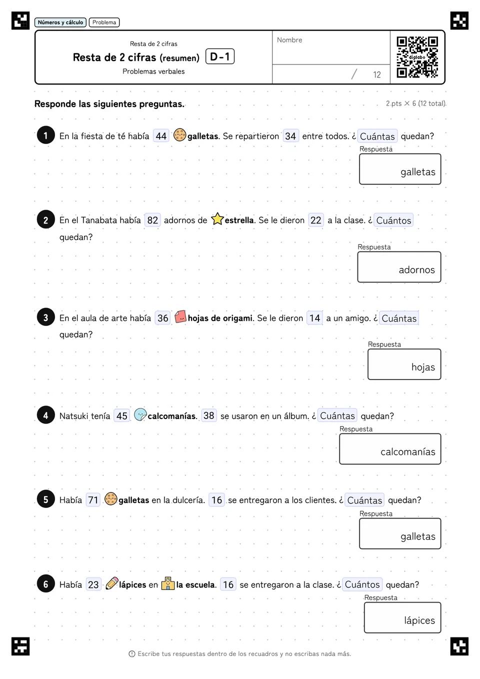 Resta de 2 cifras (resumen) D-1
