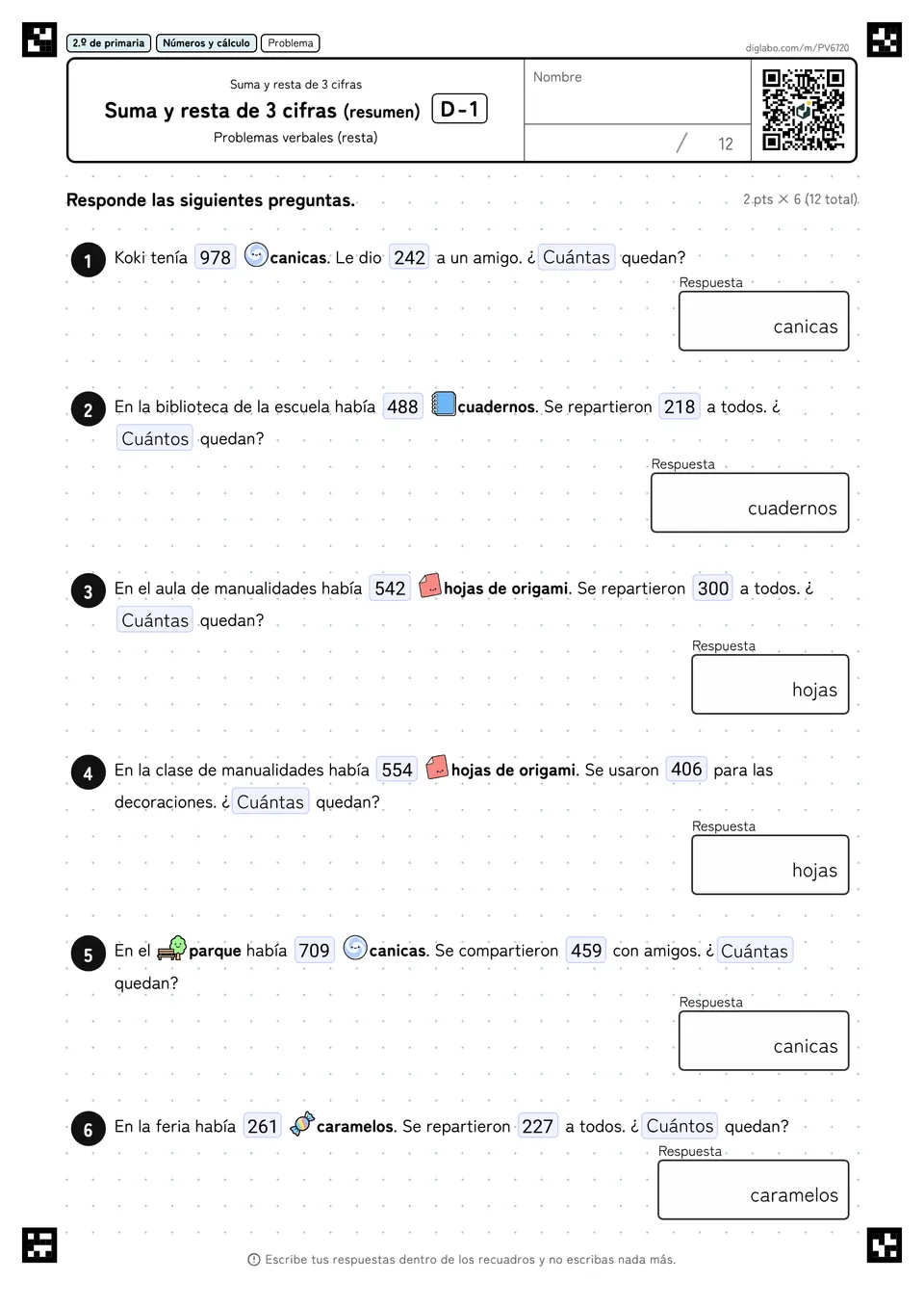 2.º de primaria Suma y resta de 3 cifras Suma y resta de 3 cifras (resumen)